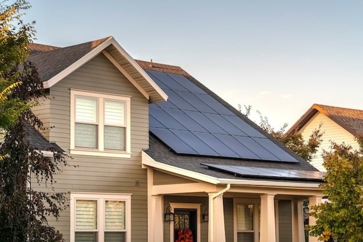 Solar panels on roof of home